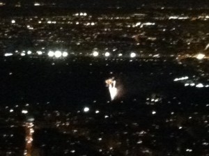 In this photo, you can see another special treat that Isaac and I got to see-- an eruption of fireworks! 